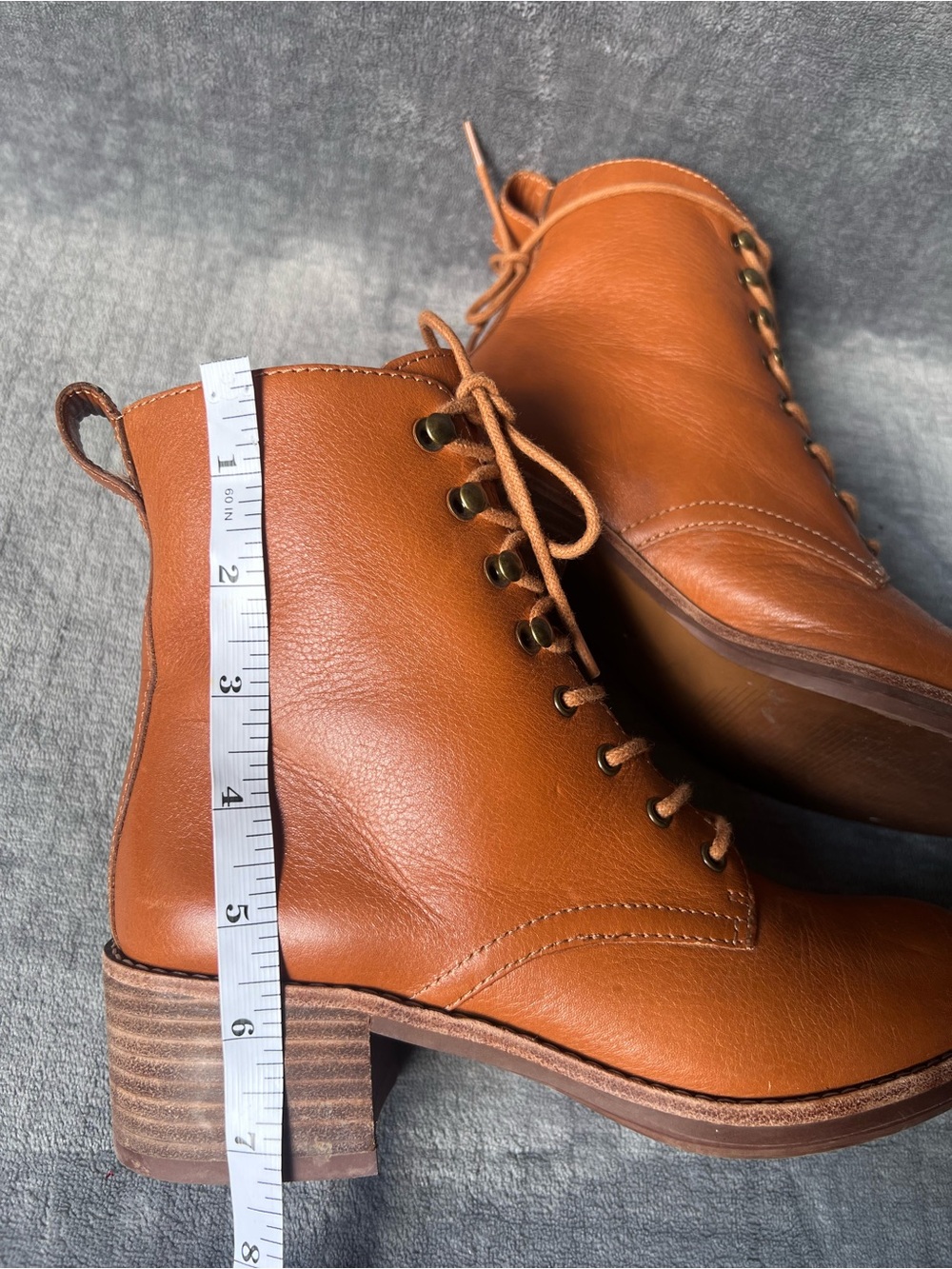 Madewell The Patti Lace-Up Ankle Boots Sz 5 English Saddle Leather Soft Brown - Picture 8 of 16